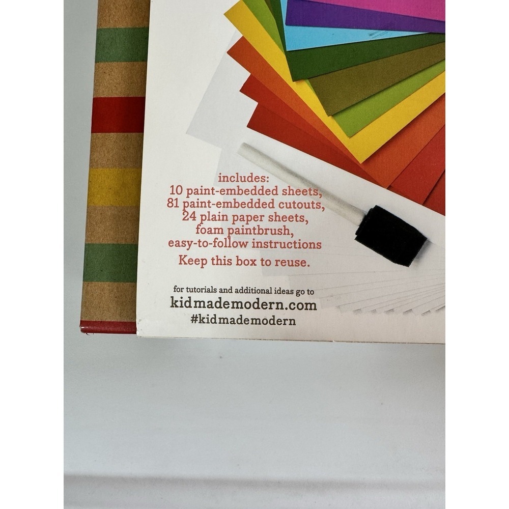 KID MADE MODERN Printmaking Activity Art Kit Ages 6+ Paper Stencils Brush NEW - Picture 3 of 3